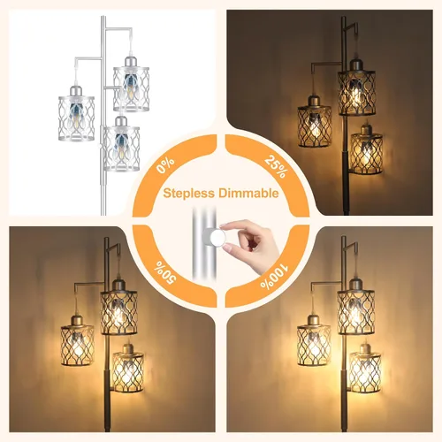Miniatura 2 de Lámpara de pie de granja de 68 pulgadas, lámparas de pie industriales regulables para sala de estar, lámpara de pie rústica de 3 luces que incluye 3