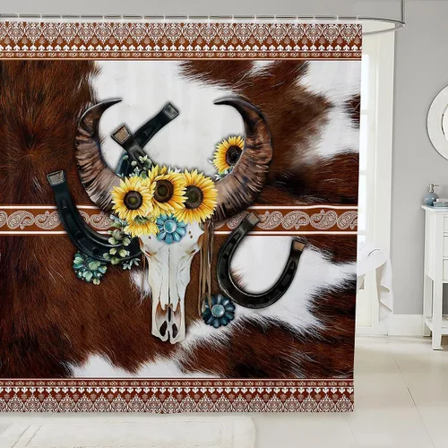 Miniatura 19 de Lindas cortinas de ducha para niños, cortinas rústicas de gallina, decoración de dormitorio de niñas y adultos, girasoles animales, plantas