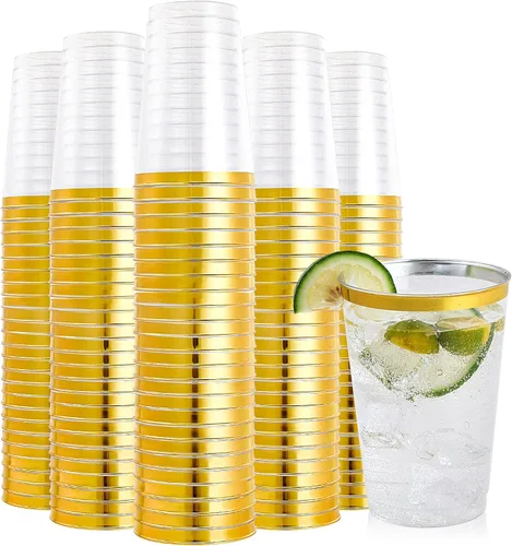 Miniatura 9 de FOCUSLINE Paquete de 200 vasos de plástico transparente de 12 onzas, vasos desechables vasos reutilizables de plástico, vasos transparentes