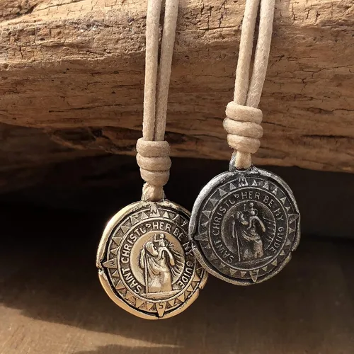 Miniatura 6 de Gold St Christopher Necklace - Mens Saint Pendant Travelers, Gift Religious Jewelry, Protection Medal, Men Silver Medallion, Women Gift to Husband