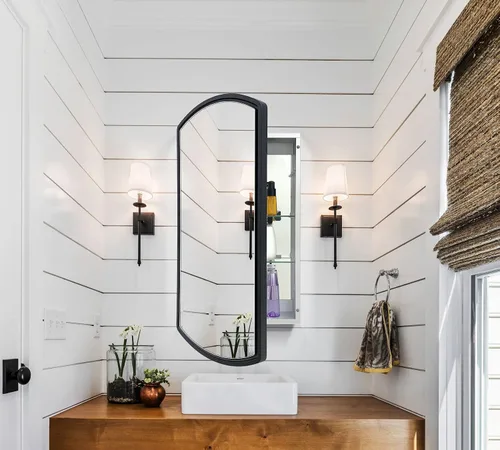 Miniatura 4 de Arqueado 16 pulgadas de ancho x 26 pulgadas de alto gabinete de aluminio de una sola puerta para baño con espejo, empotrado o montaje en superficie