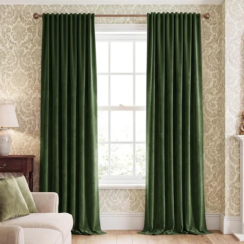 Miniatura 12 de NICETOWN Cortinas de terciopelo negro de 84 pulgadas de largo, 2 paneles, bolsillo para barra y pestaña trasera, cortinas opacas de lujo, cortinas