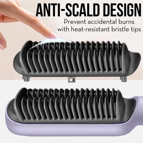 Miniatura 7 de Cepillo alisador de cabello - Calor rápido, iones negativos, cabello liso sin encrespamiento para mujeres ocupadas - Púrpura real