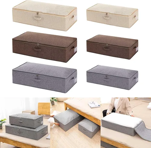 Miniatura 4 de Bolsas de almacenamiento de ropa transpirables plegables para debajo de la cama, caja de almacenamiento para ropa de cama de edredón, colchas