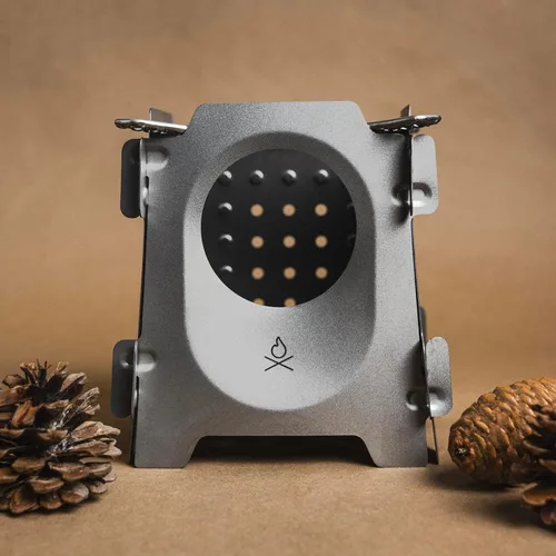Miniatura 2 de Überleben Stöker Estufa de Camping de Titanio – Estufa de Leña Ultraligera de 7.7oz con Empaque Plano para Mochileros, Senderismo y Cocina al Aire