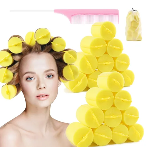 Rodillo de esponja de espuma jumbo para el cabello, rodillos suaves para dormir, peinados ondulados, rizados, herramientas de peinado de 24 piezas,