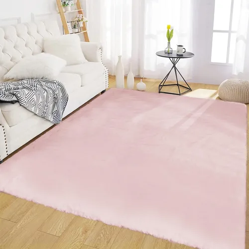 Miniatura 52 de Latepis Alfombra Pequeña Negra Esponjosa 2x3 pies Manta de Piel Sintética de Conejo Alfombra Suave Lavable Alfombras Peludas Shag para Dormitorio