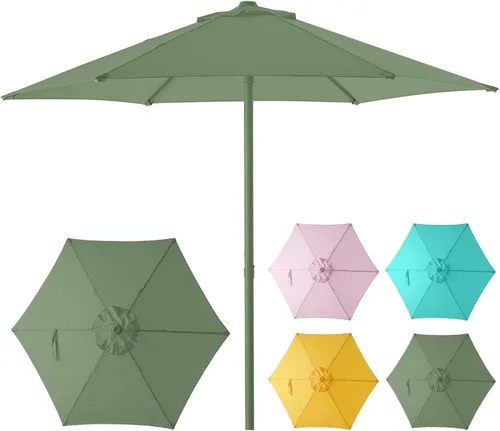 Miniatura 14 de HOMSHADE Sombrilla de patio al aire libre de 9 pies, sombrilla para mesa de mercado, piscina, terraza, protección UV UPF50+ con botón de Rojo