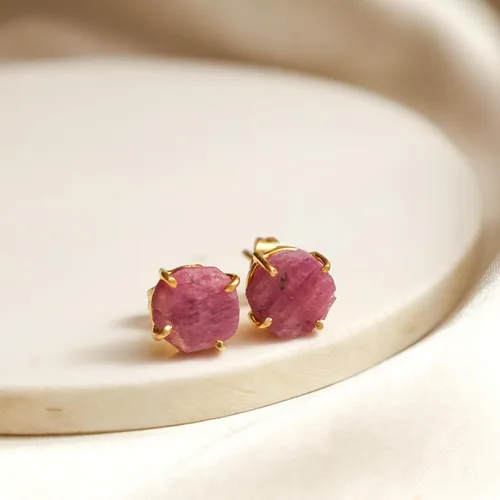 Miniatura 145 de Gempires Natural Raw Prong Setting Stud Earrings, 8-10 mm Crystals Earring, Handmade Jewelry, Gift for Her