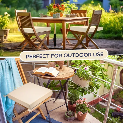 Miniatura 3 de Preboun Paquete de 6 Cojines para Sillas de Exterior 19" x 19" x 3" Patio Impermeables Resistentes a la Decoloración Cojines de Asiento con Lazos