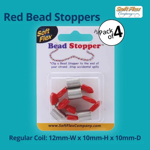 Miniatura 5 de Soft Flex Tapones de cuentas – Paquete de cuatro con asas rojas – Tope de cuentas para hacer joyas