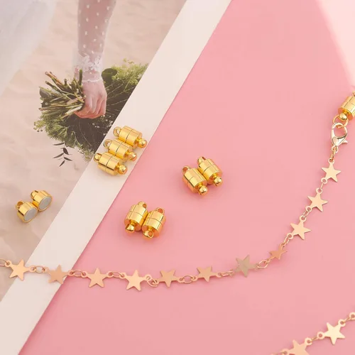 Miniatura 4 de 10 cierres magnéticos para collares, pulseras y cierres para hacer joyas, extensores magnéticos de joyería para mujeres, dorado