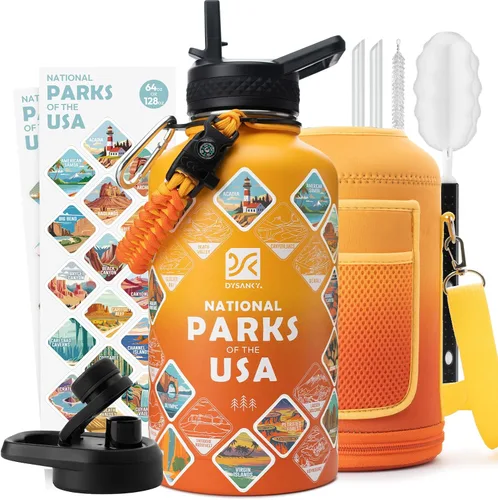 Miniatura 90 de DYSANKY Botella de agua aislada de 32 onzas, metal al vacío de acero inoxidable grueso, jarra de agua deportiva portátil para gimnasio y senderismo
