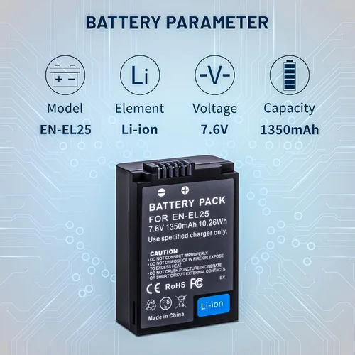 Miniatura 2 de Paquete de 2 baterías EN-EL25 EN-EL25A compatibles con cámaras Nikon Z30 Z50 ZFC 4241 ENEL25 EN-EL25A batería de alta capacidad