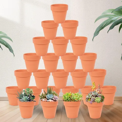 Miniatura 4 de Paquete de 26 macetas pequeñas de arcilla terracota de 3 pulgadas con orificio de drenaje, maceta de terracota para plantas de interior y exterior