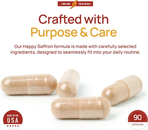 Miniatura 3 de Ultra6 Nutrition Happy Saffron Supplements - Suplemento de extracto de azafrán 100% puro para apoyo a la salud ocular, potenciador del estado