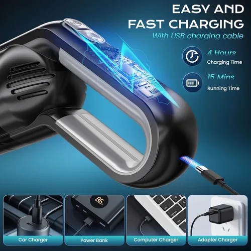 Miniatura 3 de Aspiradora de mano inalámbrica, aspiradora portátil para automóvil con luz LED, aspiradora pequeña recargable con potente succión, aspiradora ligera