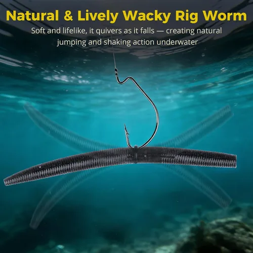 Miniatura 5 de 30/50/78/100 piezas Senko Worms Kit - Señuelos de pesca de plástico suave de 4"/5" con impregnación de sal para pesca de lubina