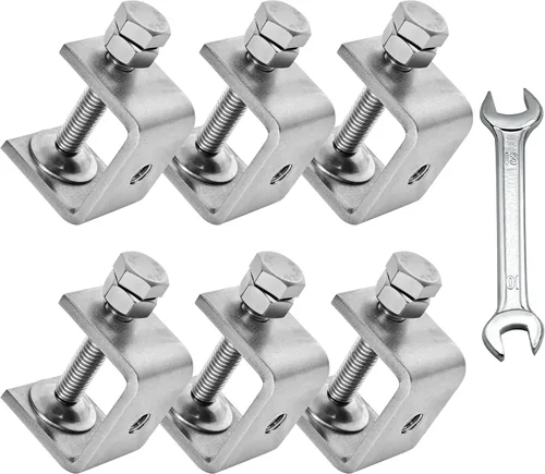 Miniatura 11 de 2 piezas de abrazaderas C de acero inoxidable 304 resistentes tipo tigre para carpintería, con mordazas anchas estables y almohadillas protectoras