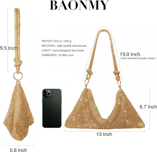 Miniatura 6 de Baonmy Bolso de noche con diamantes de imitación para mujer, bolso de noche con diamantes de imitación para mujer, bolso de noche para club, boda