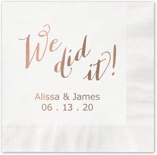 Miniatura 8 de We Did It - Servilletas de cóctel personalizadas, 100 servilletas negras de papel de 3 capas impresas en papel acuñado, plegadas de 4 3/4 x 4 3/4
