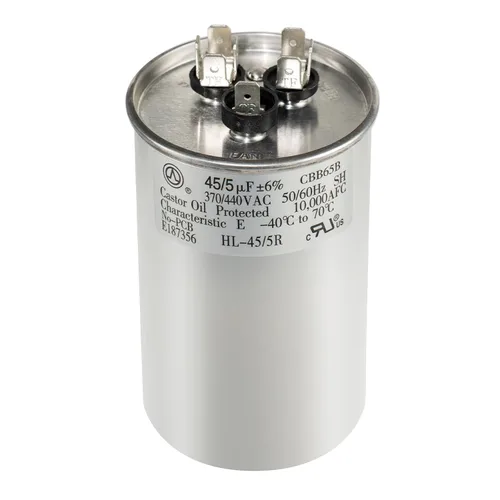 Condensador de CA 45+5 uF 45/5 MFD ±6% 370V/440VAC CBB65 Condensador de arranque circular de doble funcionamiento para bomba de calor, aire