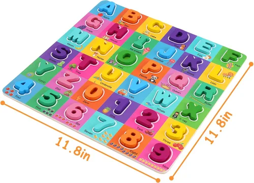 Miniatura 6 de Rompecabezas de madera del alfabeto de 3 a 5 años, rompecabezas del alfabeto y números con aprendizaje ABC para niños de 3, 4 y 5 años, juguetes