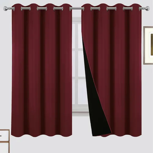 Miniatura 73 de LEMOMO Cortinas 100% opacas de 52 x 95 pulgadas, 2 paneles de oscurecimiento con aislamiento térmico para dormitorio Negro