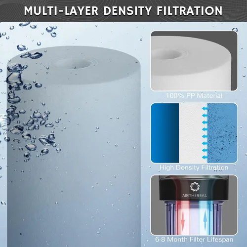 Miniatura 3 de Airthereal Filtro de agua de sedimentos PP para toda la casa de 10 x 4.5 pulgadas, cartucho de repuesto de filtro de agua de 10 pulgadas para agua