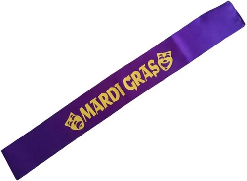 Miniatura 2 de Mardi GRAS - Cinturón de satén para Mardi Gras Carnival Parade BS05 (verde-morado)
