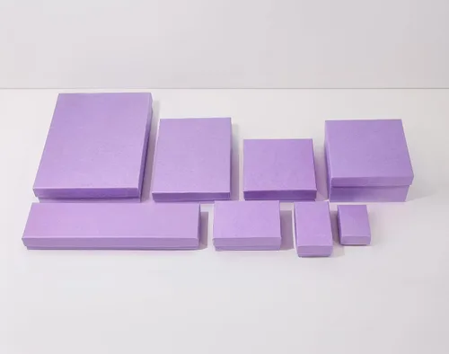 Miniatura 5 de TheDisplayGuys - Paquete de 100 cajas de cartón rellenas de algodón #10 para joyas, color morado lavanda (1.9 x 1.3 x 0.7 pulgadas), para envío