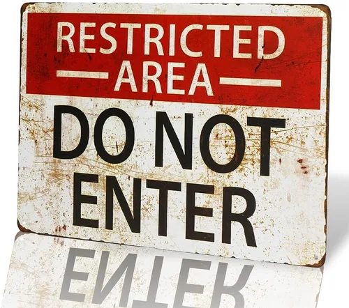 Letrero retro de metal con diseño de área restringida – Do Not Enter Wall Art Sign Poster Vintage Metal Sign for Bar Music Club Man Cueva Room