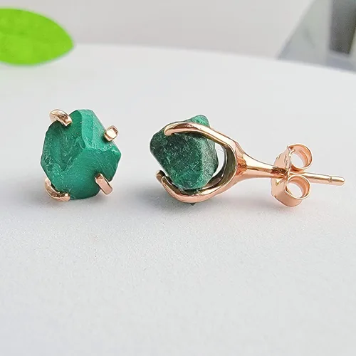 Miniatura 38 de Aretes de piedra preciosa natural en bruto con oro rosa sobre plata de ley 925, 6 a 0.276 in, regalo de piedra de nacimiento de calidad genuina