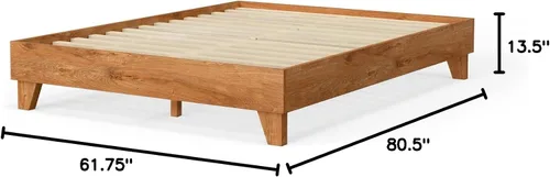 Miniatura 2 de Base de cama, fabricada en EE. UU. con 100% madera de pino norteamericano, base sólida para colchón con tablillas de pino prensado, instalación sin