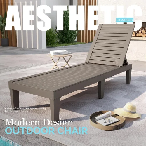 Miniatura 4 de DIMAR GARDEN Tumbona al aire libre, silla de piscina de resina impermeable reclinable, gris pardo Topo