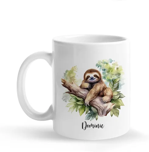 Miniatura 8 de Taza de café personalizada con loro en un bosque tropical, tazas personalizadas de animales, taza con nombre personalizado para cumpleaños