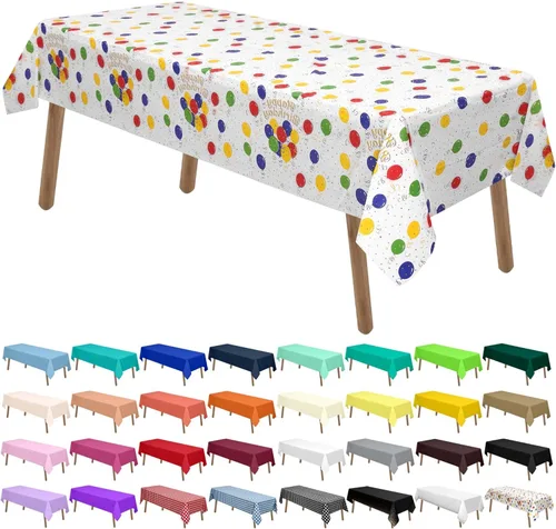 Miniatura 12 de Manteles de Plástico Azul Claro Paquete de 2 Cubiertas de Mesa Desechables 54 x 108 Pulgadas Manteles para Baby Shower Fiesta PEVA Manteles Azul