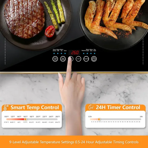 Miniatura 5 de Bandejas de calentamiento eléctricas XXL de 40 x 14 pulgadas para fiestas de buffets, bandeja de calentamiento eléctrica con pantalla táctil