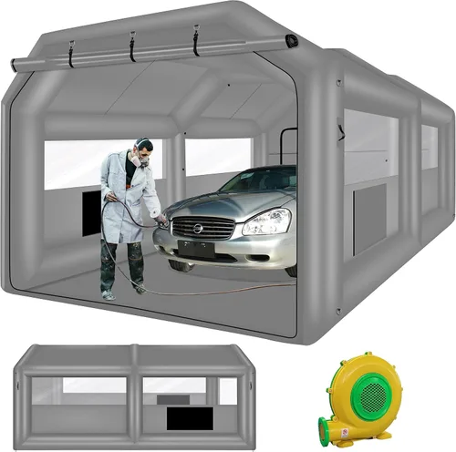 QILEBA Cabina de pintura inflable de 20 x 13.5 x 9 pies con soplador de 1100 W, cabina de pintura portátil con sistema de filtro de aire para