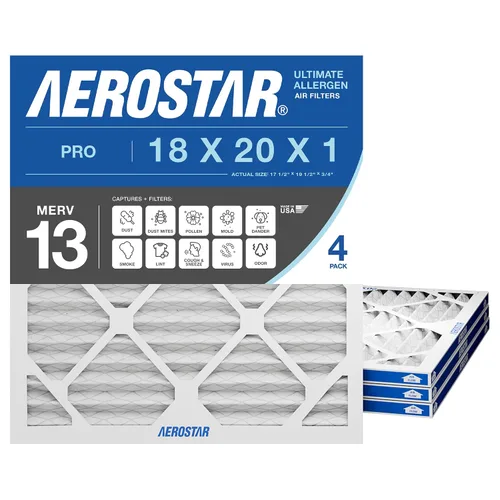Miniatura 8 de Filtros de aire plisados MERV 8 de Aerostar de 18 x 20 x 1 pulgada - 4 unidades - Filtros de alta eficiencia para HVAC, caldera y aire acondicionado