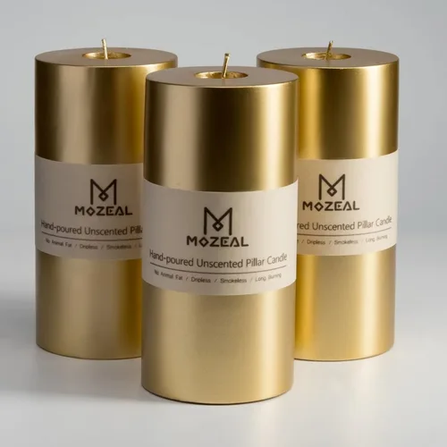 Miniatura 128 de MOZEAL Velas grandes sin perfume vertidas a mano de 3 x 8 pulgadas, sin humo, juego de 2, combustión lenta, sin goteo, aproximadamente 150 horas