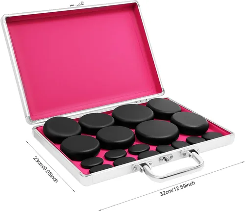 Miniatura 2 de Juego de 16 piedras calientes de basalto con piedras calientes, kit de piedras de masaje con caja calefactora para masaje corporal