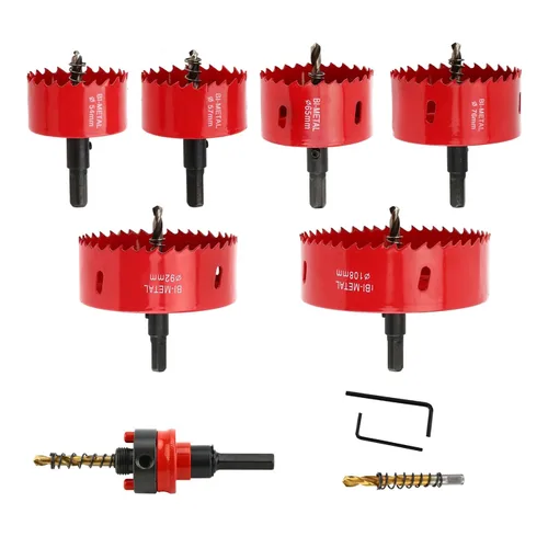 Miniatura 7 de Kit de sierra de agujero bimetálica de 13 piezas con brocas, juego de sierra de agujero de carburo para metal fino y madera, diámetro de corte