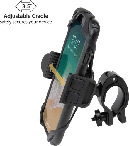 Miniatura 2 de Scosche HDM3SM-RP Soporte para manillar de bicicleta con soporte universal para teléfono, bandas de seguridad elásticas y abrazadera ajustable