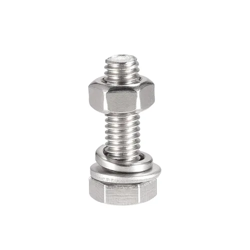 Miniatura 4 de uxcell Tornillos de cabeza hexagonal M6 x 0.787 in, tuercas, kits de arandelas planas y de bloqueo, pernos hexagonales de rosca completa de acero