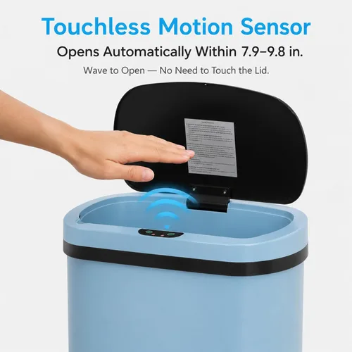 Miniatura 5 de Cubo de basura de cocina de 13 galones con tapa, cubo de basura automático sin contacto para cocina, cubo de basura de plástico PP con sensor