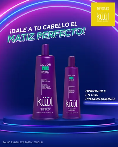 Miniatura 3 de CHAMPÚ MATIZANTE KUUL 33.81 oz - CHAMPÚ MORADO - (MATIZANTE CABELLOS CANOS RUBIOS O DECOLORADOS COLOR DEL LIQUIDO = MORADO) - 1000 ML