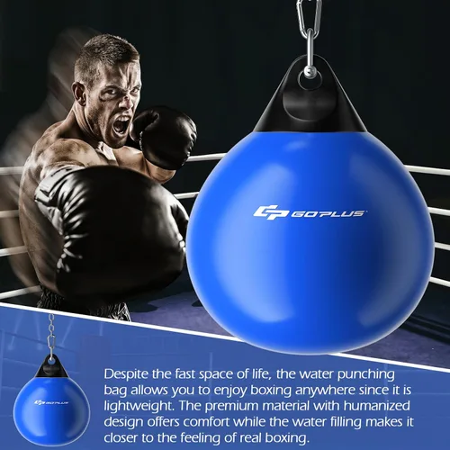 Miniatura 8 de Goplus Bolsa de Agua Aqua, Bolsa de Boxeo Pesada de 180 Libras de 21 Pulgadas / 110 Libras de 18 Pulgadas con Cadena Metálica Ajustable, Manguera