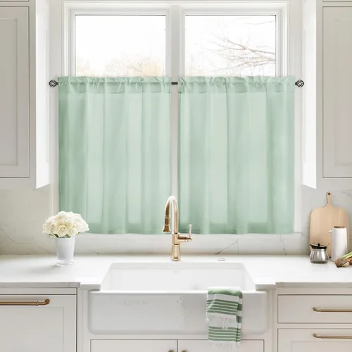 Miniatura 22 de HOMEIDEAS Cortinas Transparentes de Privacidad Blancas No Transparentes, 52 X 45 Pulgadas de Largo 2 Paneles Cortinas Transparentes Filtradoras