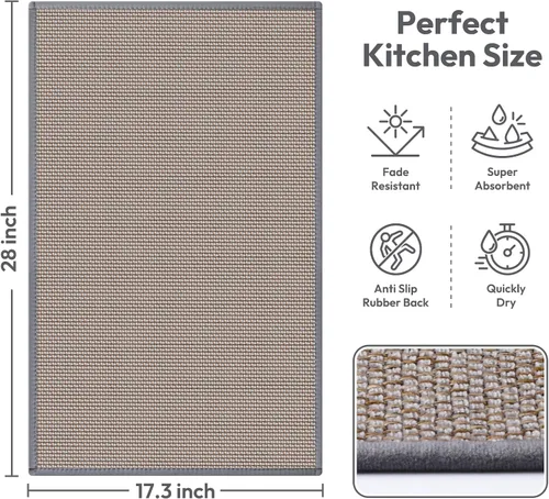 Miniatura 2 de Tapetes de cocina para piso, alfombras de cocina, antideslizantes, lavables, absorbentes, alfombra de camino de cocina para delante del fregadero